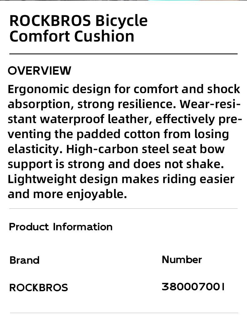 ROCKBROS Bike Saddle Waterproof Memory Shock-absorption Non-slip Bike Seat Comfortable Road Bike Cushion Bicycle Accessories