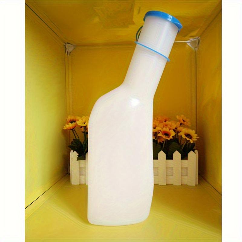 1 piece 33.81 oz white plastic urinal with blue handle - durable, easy-to-carry design, suitable for home and long-distance car travel, 1000ML extended spout version