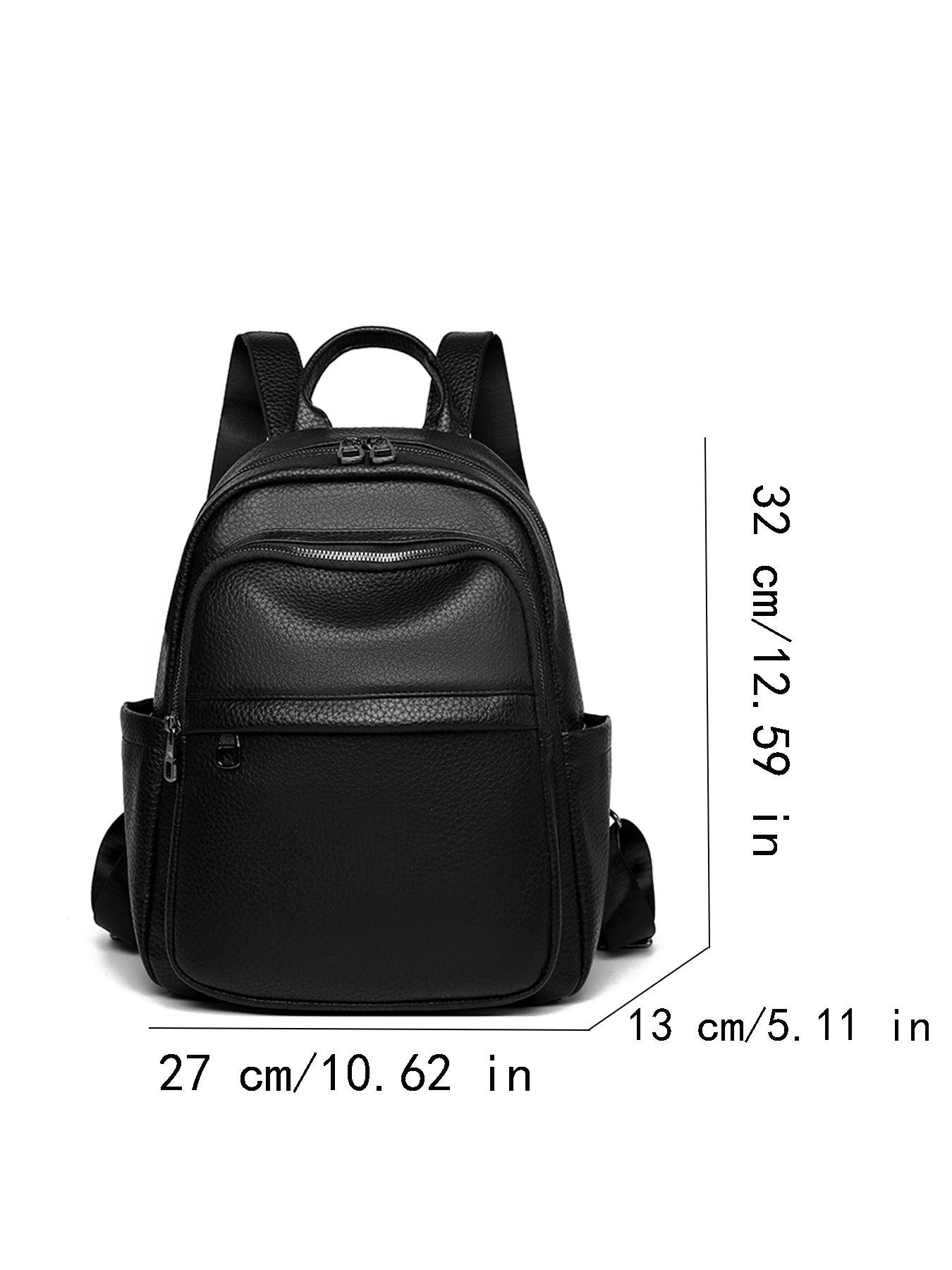 Women's Simple Solid Color Backpack, Multifunctional Travel Bag, Soft Leather Shoulder Bag, Fashionable Casual Bookbag