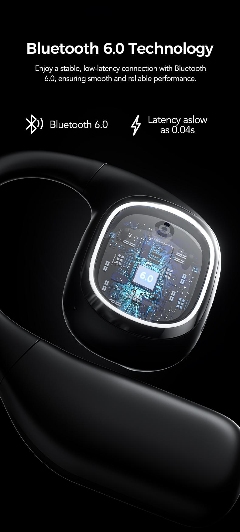 HTC NE11 Open Ear Wireless Earbuds, OWS Touchscreen Bluetooth Wireless Headphones, Bluetooth 6.0 Earphones, Long Battery Life EarBuds IPX5 Waterproof Sports Headphones with Long Endurance, Audio Wireless Earbuds for Music & Phone Calls