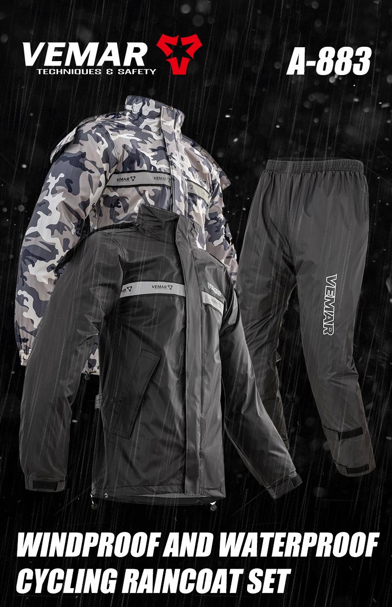 VEMAR Motorcycle Split Raincoat Unisex Rain Jacket and Pants Set for Delivery Riders Motocross Raincoat with Hat