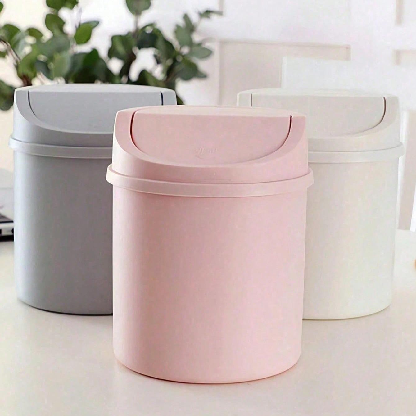 Mini Garbage Bin, Trash Storage Can, Covered Trash Can, Desktop Trash Can, Plastic Desktop Waste Paper Basket, To Prevent Odor Leakage, Storing Fruit Peel, Paper Scraps On Desk To Keep Tidy, For Office Desk Decor, Coffee Table, Office, Living Room, Study