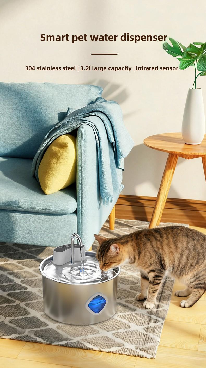 Filter cartridges and filter cotton suitable for pet stainless steel automatic water dispensers​​​。 3.2L Automati Water Dispenser