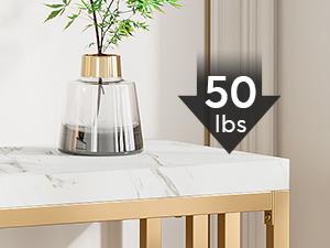 LITTLE TREE Gold Console Table, Modern 42.5" Sofa Tables Entryway Hallway Foyer Table, White Faux Marble Tabletop Sofa Table Behind Couch with Gold Metal Legs for Living Room, Easy Assembly