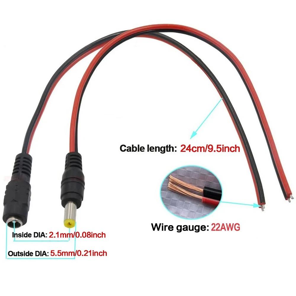 5.5x2.1mm Dc power plug 7 jack connector Kit, Cables & Adapters for LEd Strips, Cctv security cameras, diy electronics, cctv installation, electrical wiring, universal Power Supply Connectors