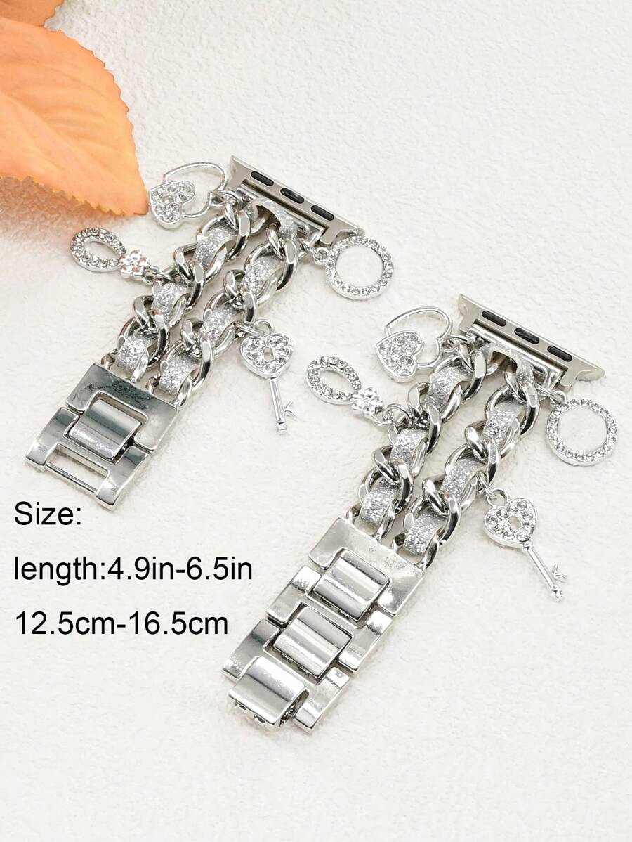 1PC Leather Rope Love Lock Core Smart Strap, Wearable Tech Accessories, compatible with Apple Watch 38/40/41/42/44/45/46/49mm, suitable for Apple Watch series Ultra/SE/10/9/8/7/6/5/4/3/2/1, Strap only, watch and case not included
