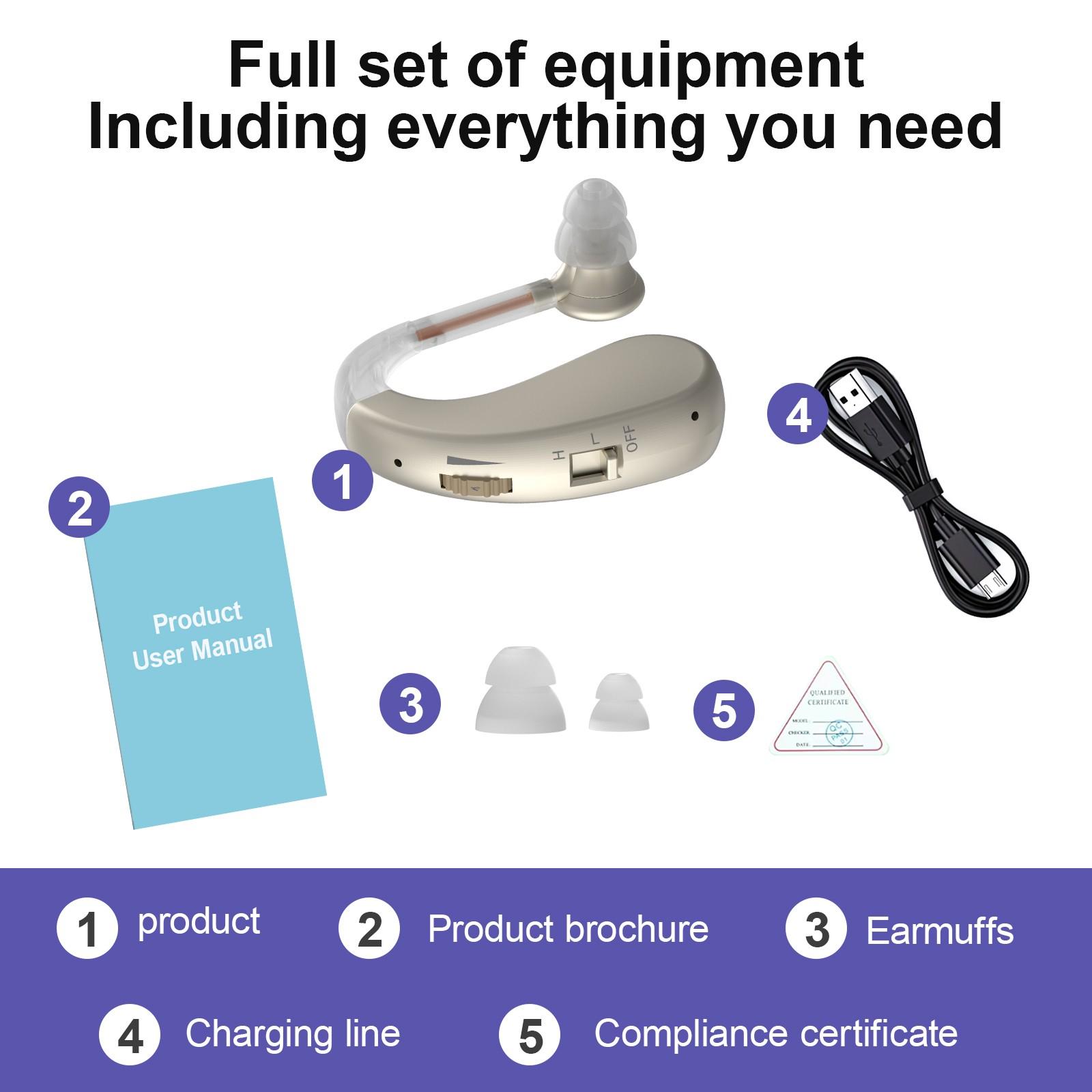 Over-Ear Hearing Aid Earphone with Rechargeable Battery Comfortable Silicone Earmuffs Suitable for Adults Indoor Outdoor Use Durable Design for Clear Sound