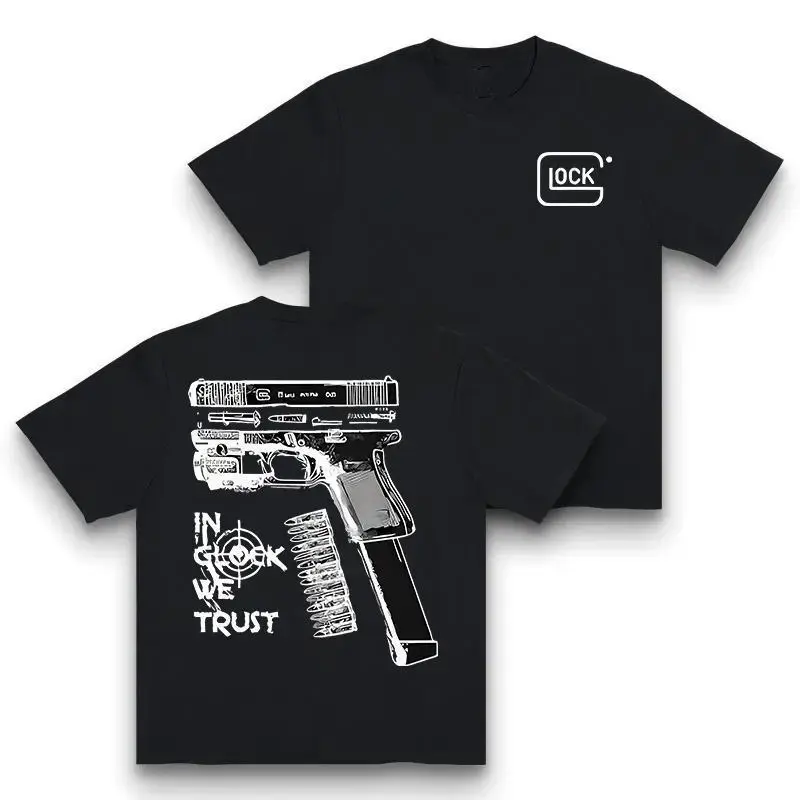 TLXT Fashion Designer TShirts Graphic Tees with Glock Gun Culture Firearm Enthusiast- Short Sleeve Unisex Shirt for Men & Women Casual All Seasons Crewneck Machine Washable Fitted Tee Menswear Top Stylish Streetwear Novelty Graphic T Shirt funny tshirt
