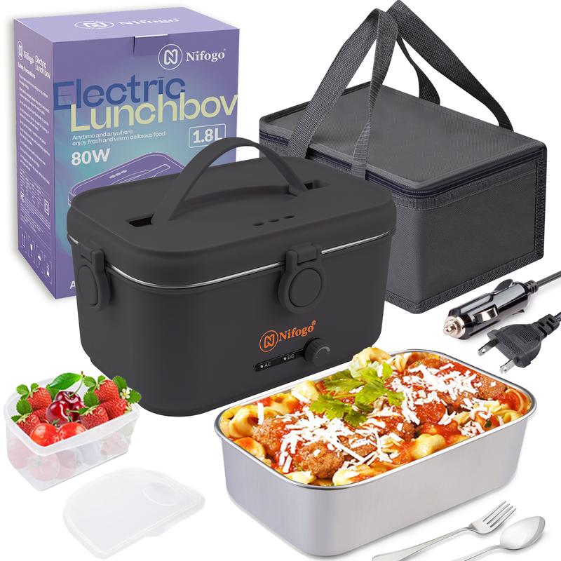 Nifogo Electric Lunch Box Food Heater for Adults,  Plug-in Heating Lunch Box,Heated Lunch Box12V/24V/110V Portable Food Warmerfor Car