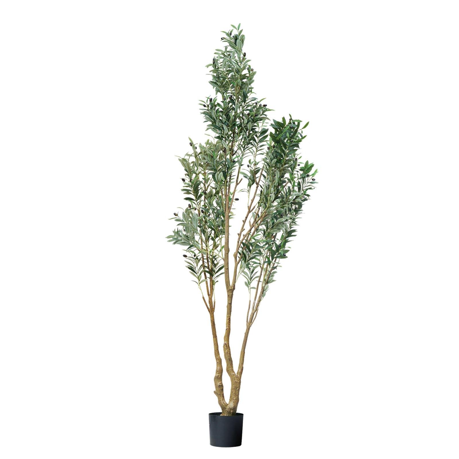 VEVOR 8FT Artificial Olive Tree with Black Pot, Tall Fake Tree with Natural Wood Trunk & Realistic Green Leaves and Fruits, Indoor Faux Plant for Home, Office, Living Room, Corner Decor VEVOR 8FT Artificial Olive Tree with Black Pot, Tall Fake Tree with Natural Wood Trunk & Realistic Green Leaves and Fruits, Indoor Faux Plant for Home, Office, Living Room, Corner Decor