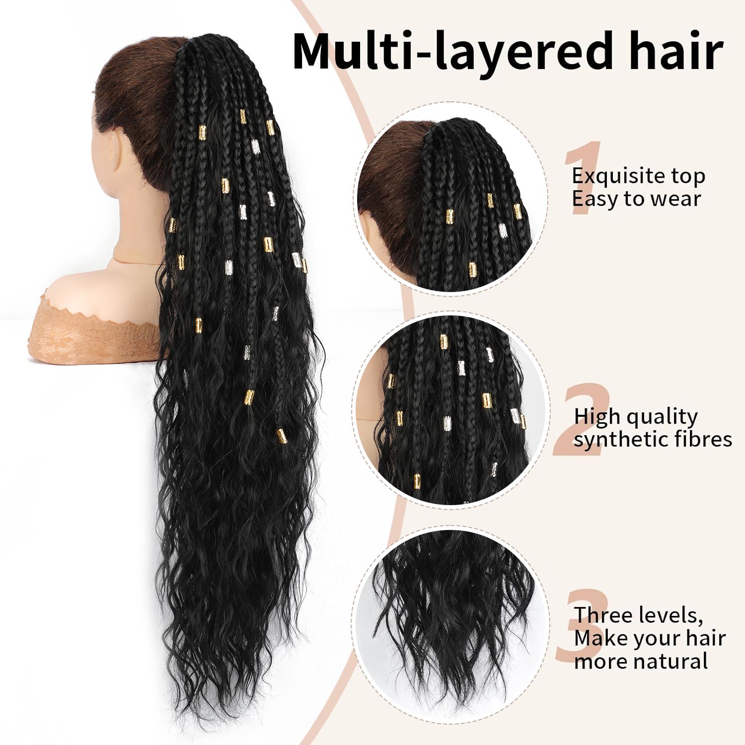 [New] Braids Ponytail Extension Claw with Braids 30" CurlyPony Tail Clip in Hair Extensions Fluffy Natural LookingSynthetic Hairpiece for women Daily Party Use