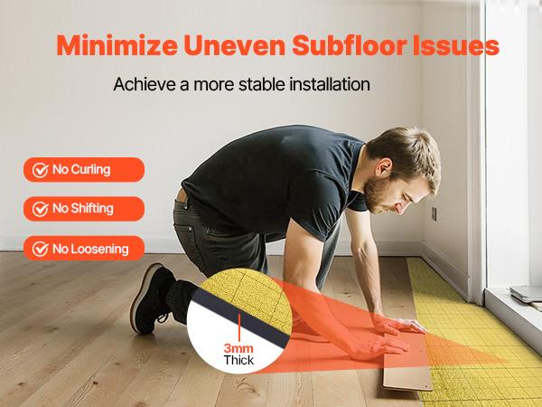 Floor Underlayment 200 sq. ft/Roll, 3-in-1 3 mm Thick Flooring Padding with Tape Vapor Barrier, Heavy Duty EPE Foam with Gold PE, Soundproofing and Noise Reduction, for Laminate Wood Floors