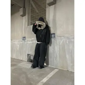 Autumn/Winter Y2k Women Aesthetic Harajuku Faux Fur Collar Hoodies Clothes Graphic Hip Hop Punk Gothic Zip Up Hoodies 2026 new