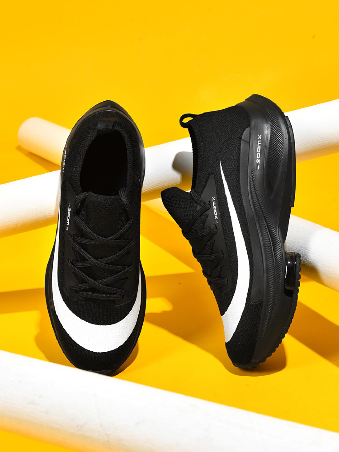 Men Sports Running Shoes Casual Marathon Air Cushion Sneakers Leather Breathable Lightweight Male Comfortable Athletic Nonskid Casual Sneakers Hiking Outdoor Footwear