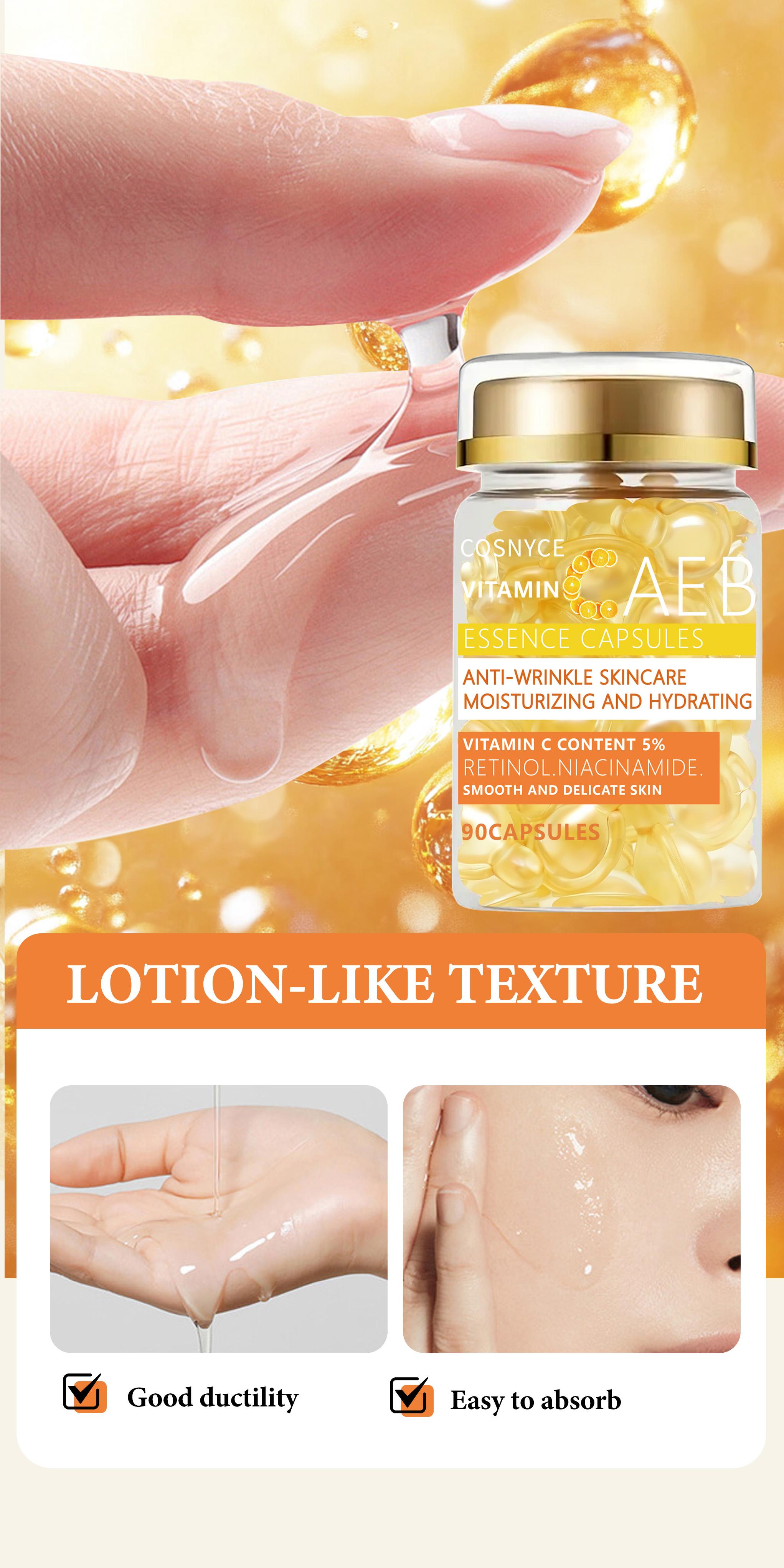 Cosnyce Vitamin C Essence Capsules, Retinol Palmitate Skincare, Youthful Skin Care Formula, Essential Beauty Treatment