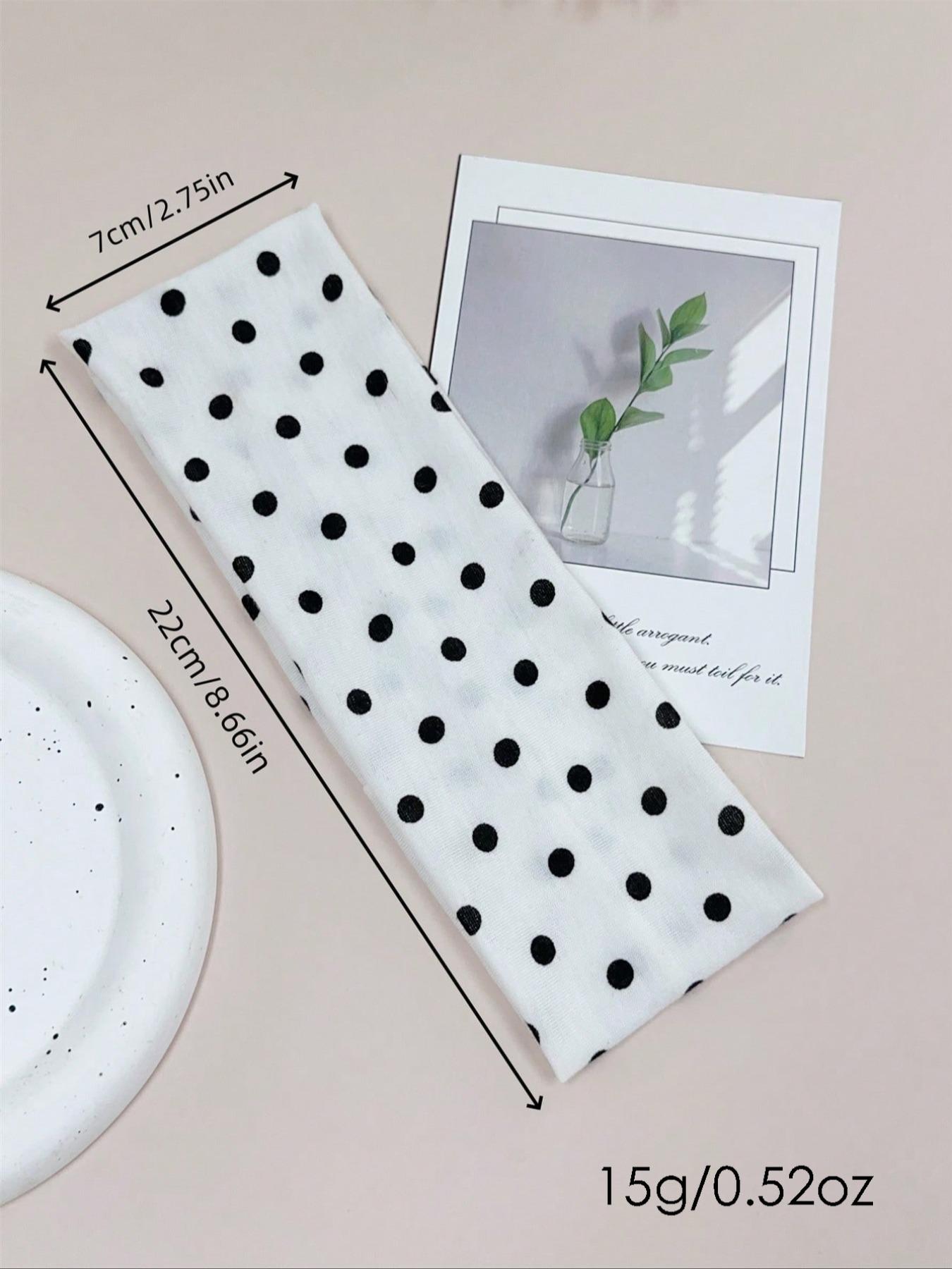 Women's Polka Dot Elastic Sports Headbands, Sweat-Absorbing Fabric Hair Bands for Yoga, Running, Fitness, Daily Wear, Boho Style