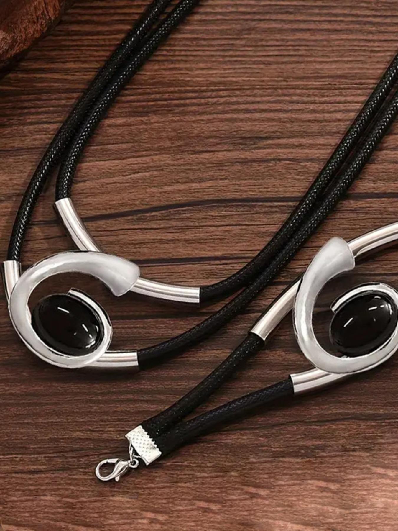 Boho Style Acrylic Gemstone Jewelry Set, Women's Necklace Bracelet Combination, Spiral Snail Design, Fashion Accessory