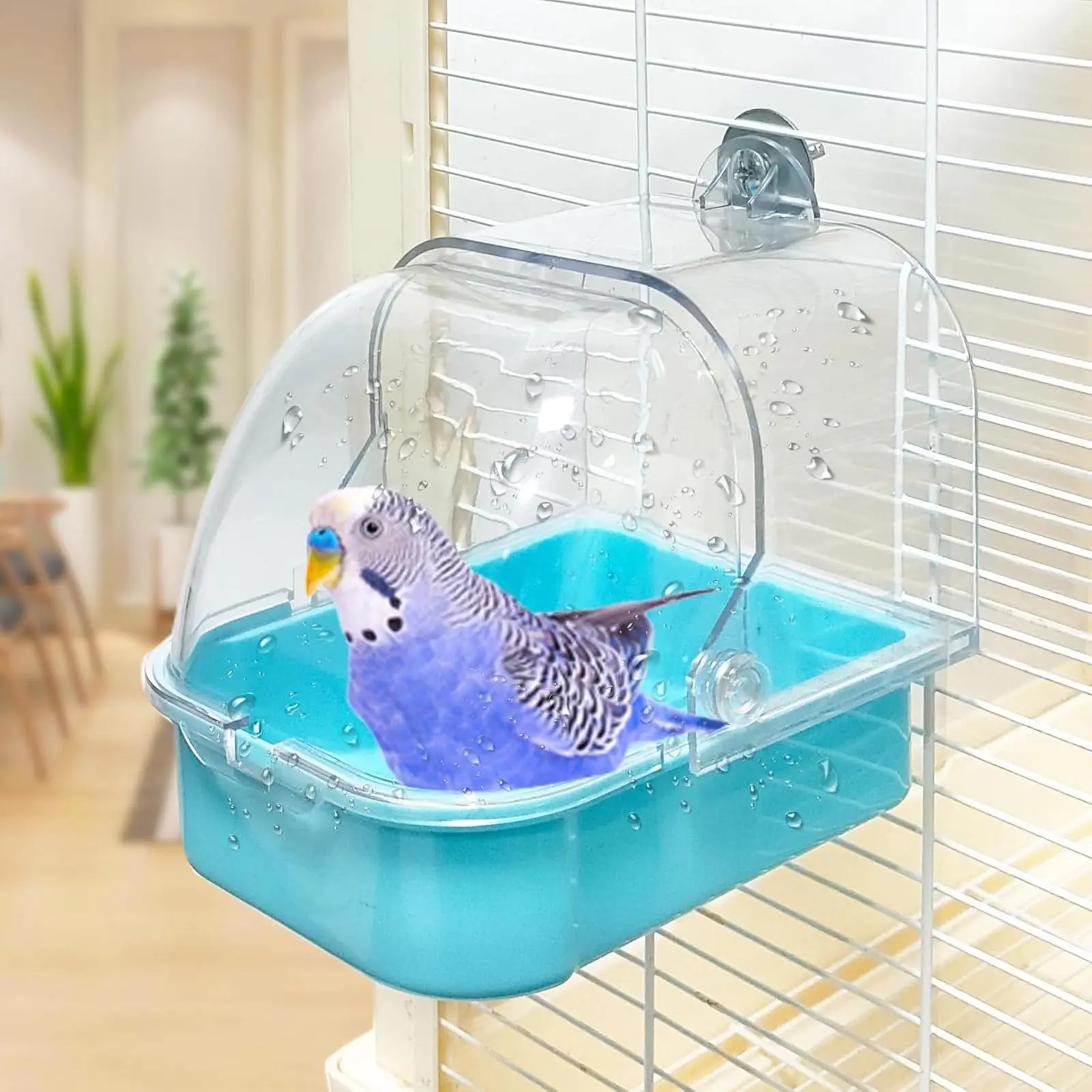 Bird Bath for Cage, Cleaning Pet Supplies Cockatiel Bird Bathtub with Hanging Hooks for Little Bird Parrots Spacious Parakeets Portable Shower for Most Birdcage