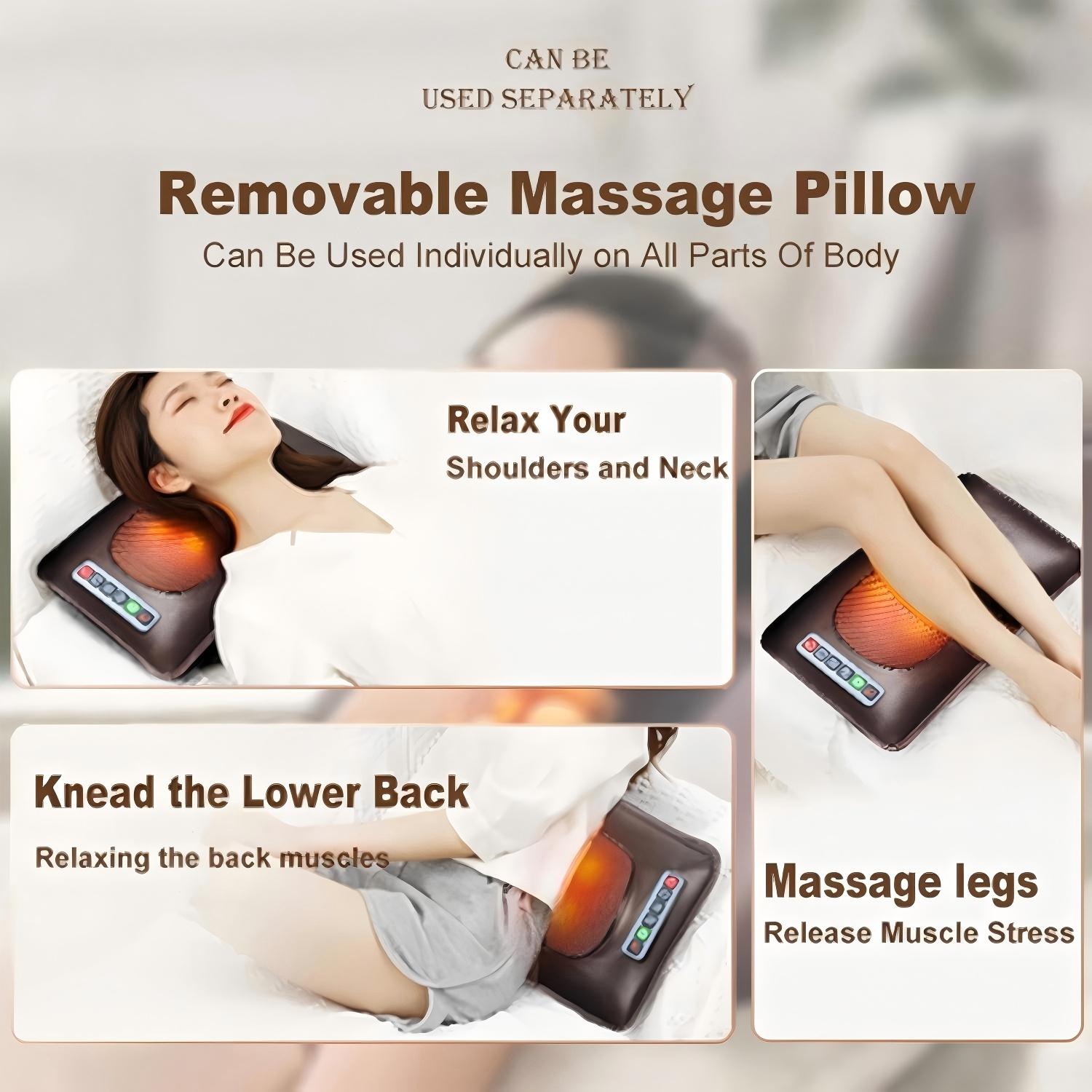 Full Body Massage Mat with Heat Foldable Back Massager for Neck Shoulders Waist Back & Legs Relaxing Massage Pad Best Gift for Birthday & Holidays