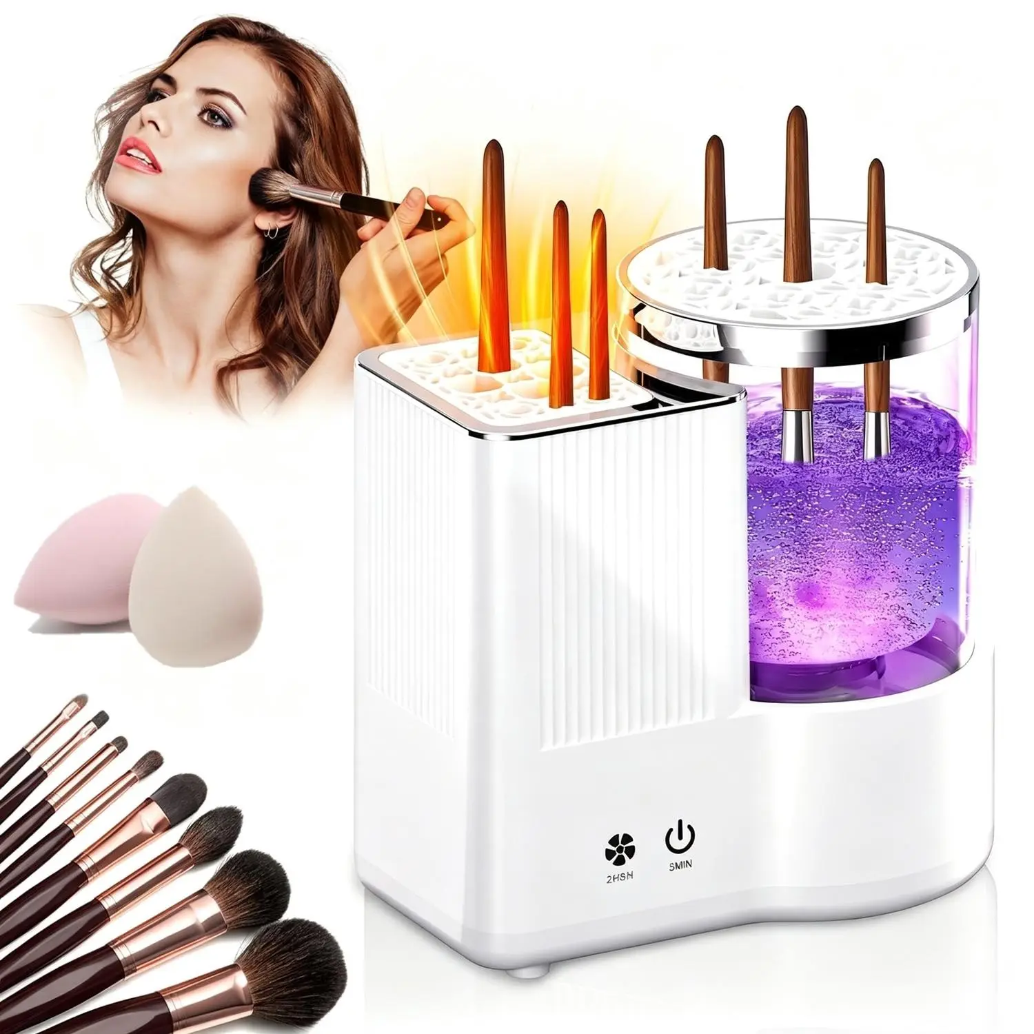 3 IN 1 Electric Makeup Brush Cleaner Machine, Automatic Makeup Brush Cleaner with Dryer, Portable USB Deep Cleaning for All Size Beauty Makeup Brush Set, Brush Cleaning Tool, Gift for Mother Girlfriend