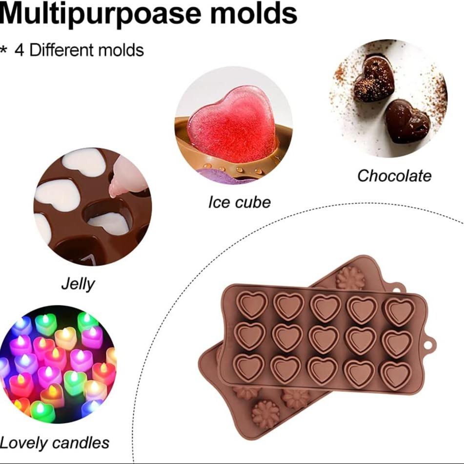 4 Pcs Chocolate Candy Mold, Slicone Baking Mold, Candy Mold Silicone, Non-Stick Surface Can Be Easily Demoulded, Suitable for Making Jelly Candy, Truffle Chocolate, Bath Balls and Candles. Kitchen Baking Appliance.