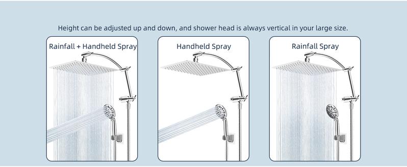 Hibbent All Metal Shower Head,10'' High Pressure Rain Shower Head/Handheld Showerhead Combo with 16'' Adjustable Arc-shaped Shower Extension Arm, 7-Spray, 71'' Hose Adhesive Showerhead Holder, Chrome Hibbent All Metal Shower Head,10'' High Pressure Rain Shower Head/Handheld Showerhead Combo with 16'' Adjustable Arc-shaped Shower Extension Arm, 7-Spray, 71'' Hose Adhesive Showerhead Holder, Chrome