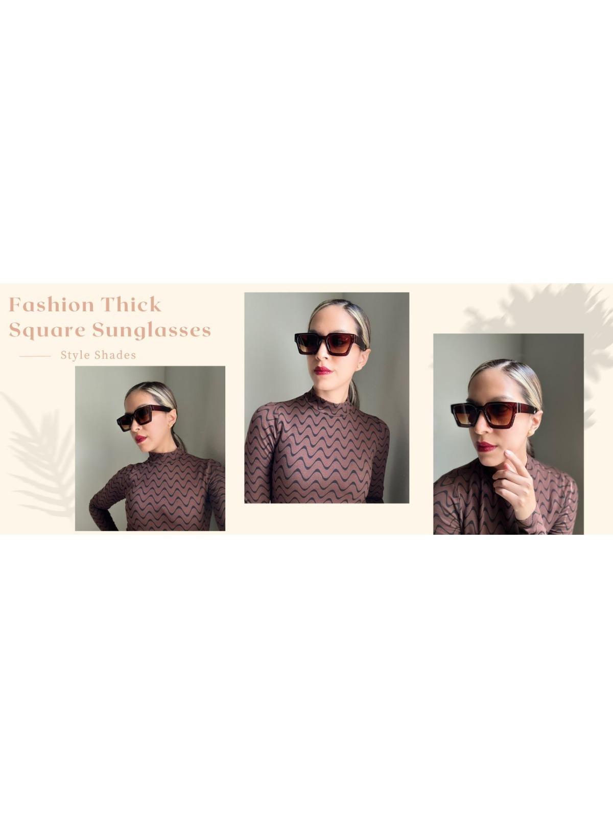 FEISEDY Retro 90s Square Sunglasses for Women Men Trendy Chunky Rectangle Sunglasses UV400 Protection B2385