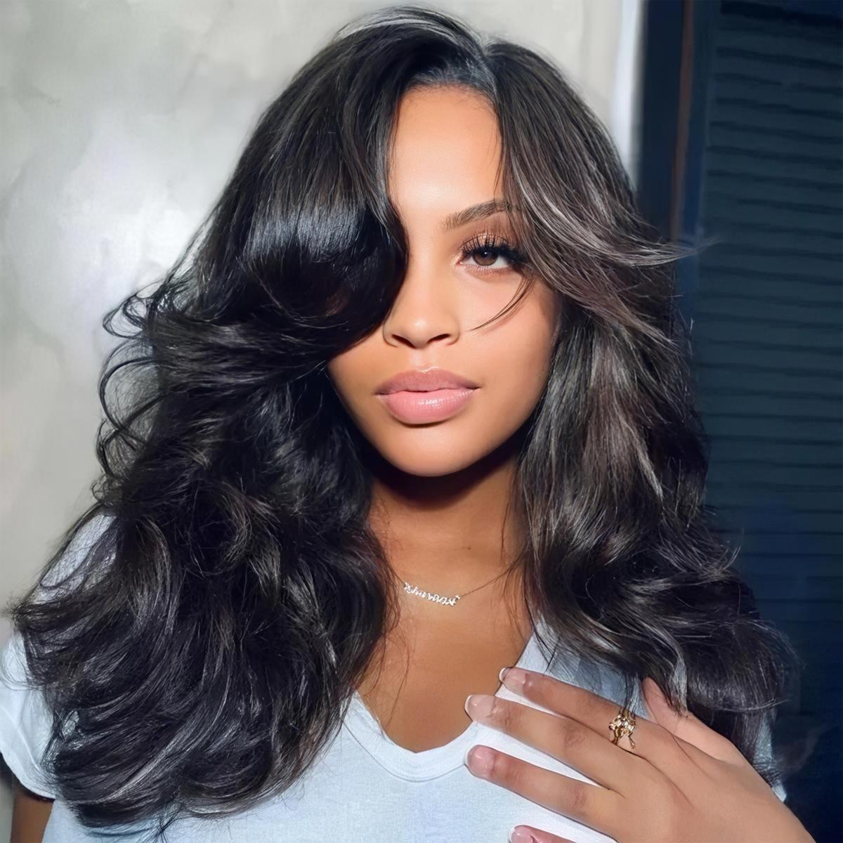 Mscoco Layers Body Wave U Part Human Hair Wig Pull & Go Beginner Friendly 180 250 Density For Black Women Natural Black Color Butterfly Wigs