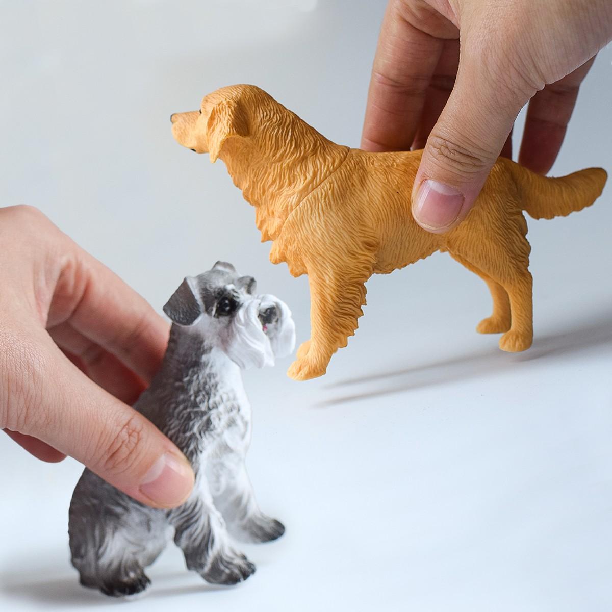 2 PVC Dog Models, Shih Tzu & Golden Retriever, Cute Pet Decor, Desktop Ornament, Birthday Gift, Party Favor, Holiday Present, Still Life Photography