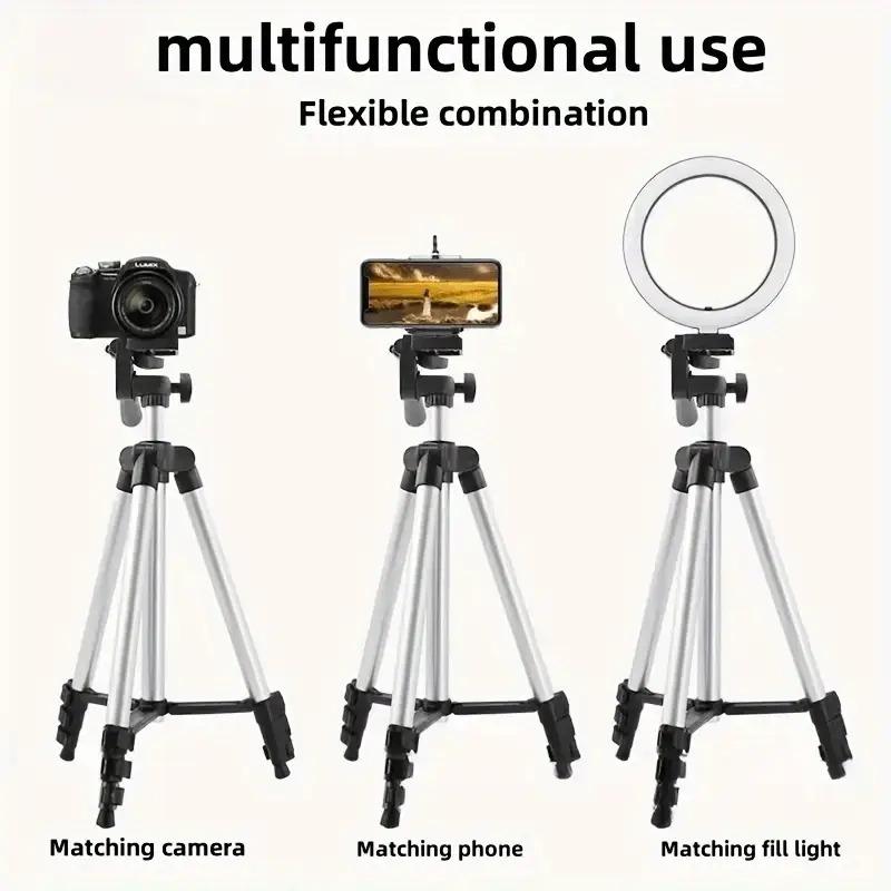 Foldable Multi-Function Camera Tripod, Portable Adjustable Selfie Stick with Phone Holder, Ideal for Photography, Live Streaming, Video Recording, Tripod Stand