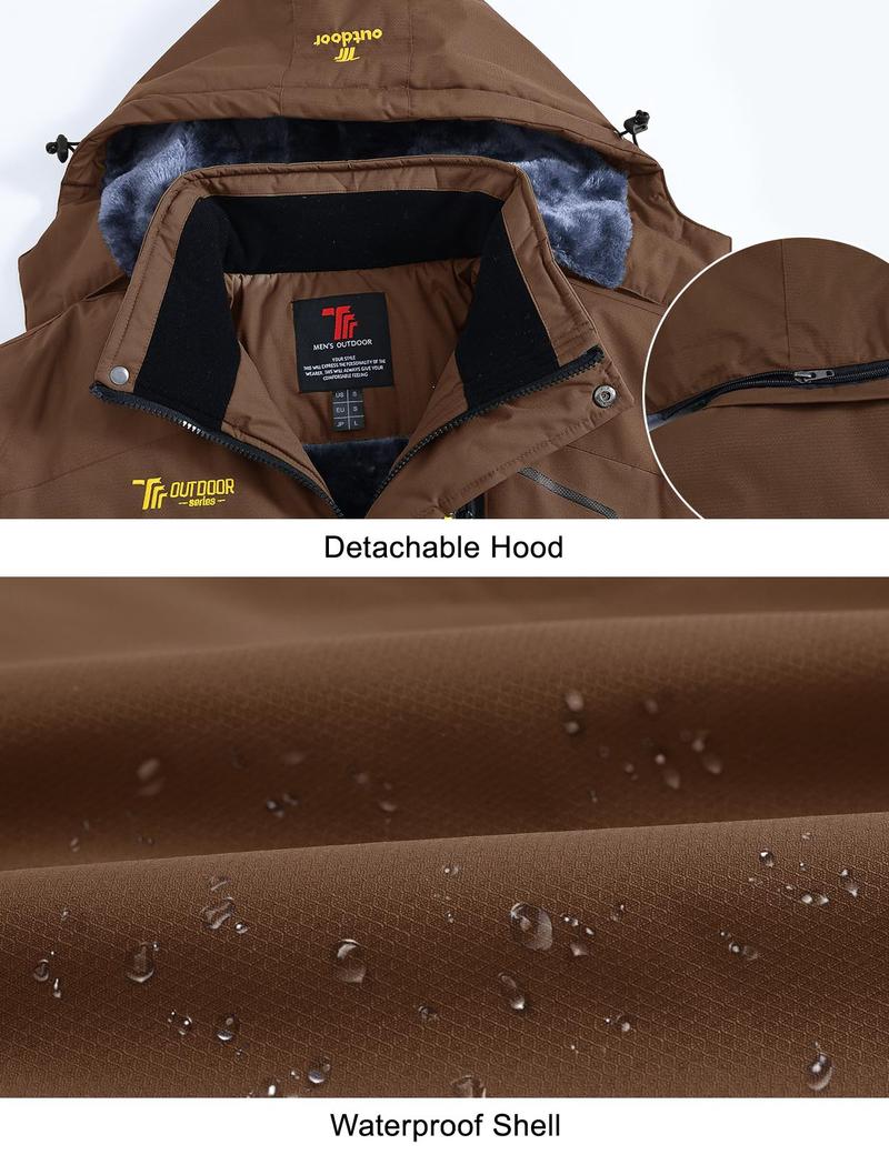 YSENTO Men's Waterproof Ski Snow Jacket 【Plus Size,S-XXXXL】Mountain Rain Jackets Fleece Outwear With Muti Pockets Winter Coat Outdoor Clothing  Windbreaker fits #Christmas gift #RED #UglyJacket Gamis Tops