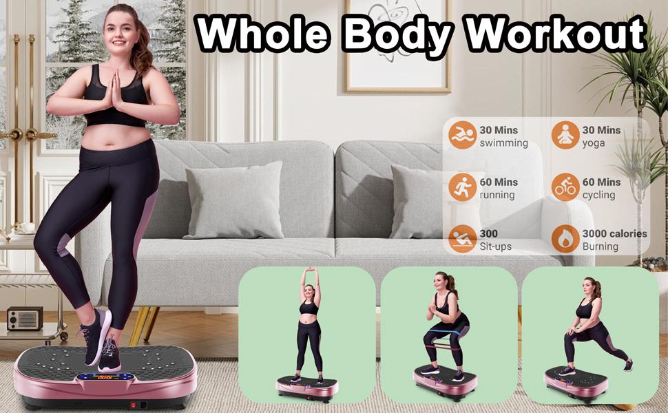【Hufaut】330LBS Vibration Plate Exercise Machine Whole Body Workout Vibration Fitness Platform for Home Fitness with Remote Control