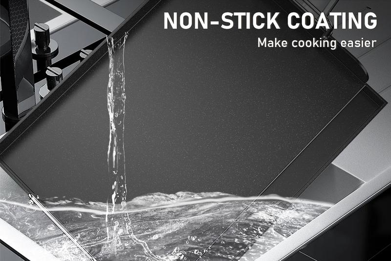 Uniflasy 25" x 16" Nano-Ceramic Nonstick Griddle for Gas & Charcoal Grills – Universal Flat Top with Grease Groove, Reinforced Ridges & High Sidewalls, Perfect for Healthy Cooking, Parties & Camping