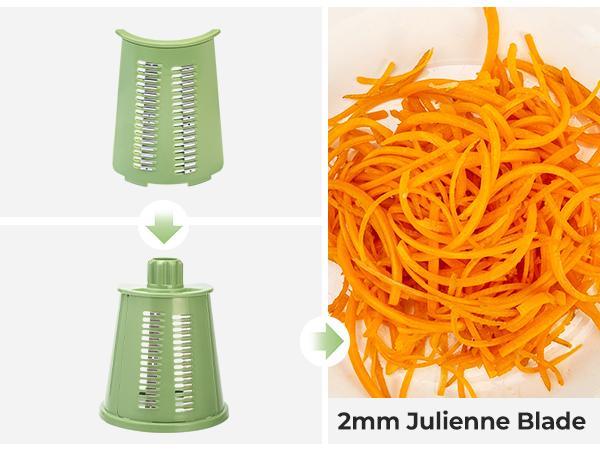 SUSTEAS Retro Green Rotary Grater – 5 Blades for Cheese & Veggies, Sturdy Suction Base & Easy-Grip Handle for Fast, Safe Prep  Utensils Kitchen Ergonomic with