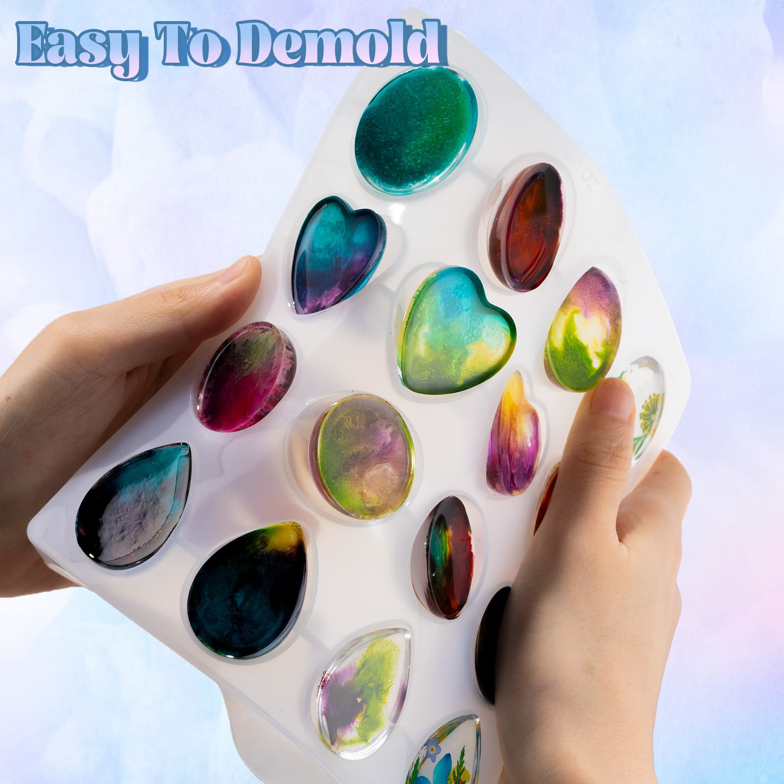 Cabochon Gems Resin Molds, 36 Cavities Thicker&Shiny UV Resin Molds Jewelry with 16 pcs Pendant Trays, Epoxy Molds for Beginner, jewelry making kits for Pendant,Earrings,Necklace,Keychains - LET'S RESIN Cabochon Gems Resin Molds, 36 Cavities Thicker&Shiny UV Resin Molds Jewelry with 16 pcs Pendant Trays, Epoxy Molds for Beginner, jewelry making kits for Pendant,Earrings,Necklace,Keychains - LET'S RESIN