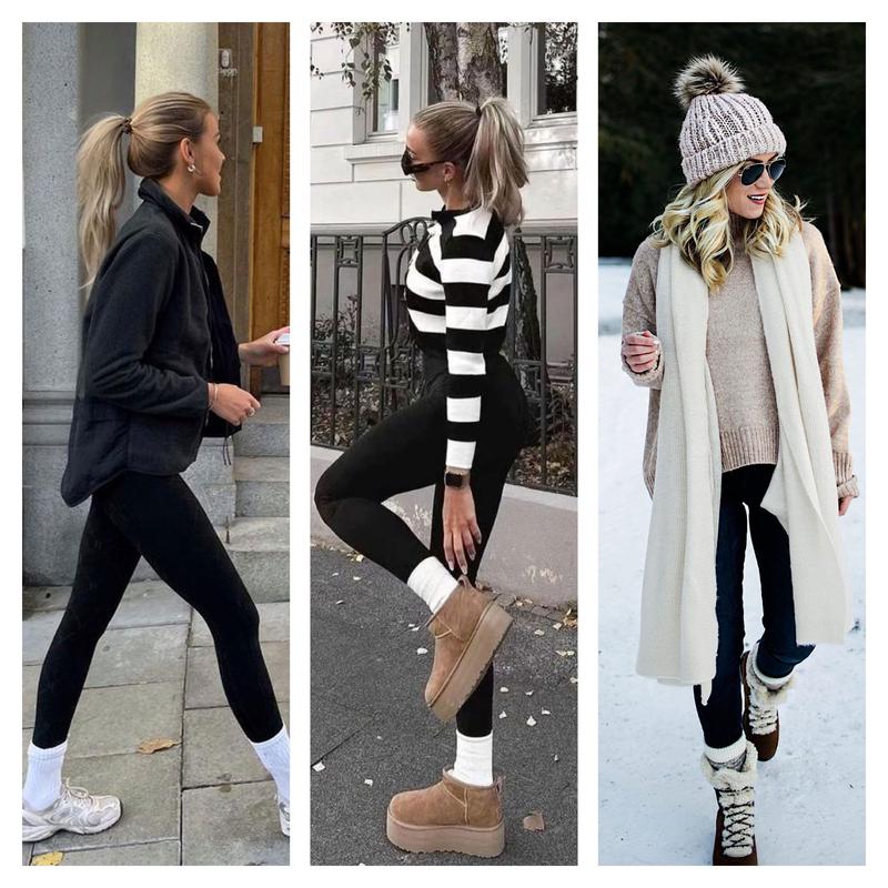 Showitty Fleece Lined Leggings Women - High Waisted Winter Yoga Pants Workout Tummy Control Soft Thermal Warm