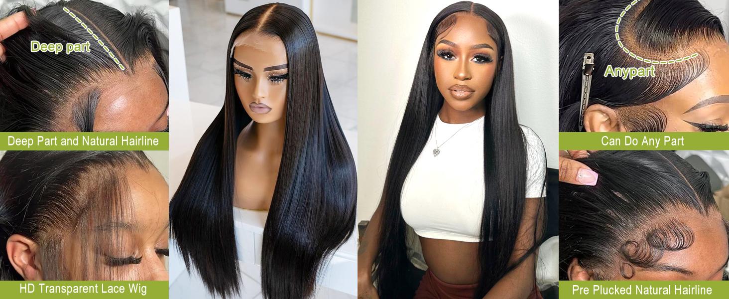 13x6 Lace Front Wigs Human Hair for Women 180 Density HD Transparent Straight Lace Front Wigs Lace Front Wig Human Hair Pre Plucked Glueless Lace Frontal Wigs Natural Black Color 13x6 Lace Front Wigs Human Hair for Women 180 Density HD Transparent Straight Lace Front Wigs Lace Front Wig Human Hair Pre Plucked Glueless Lace Frontal Wigs Natural Black Color