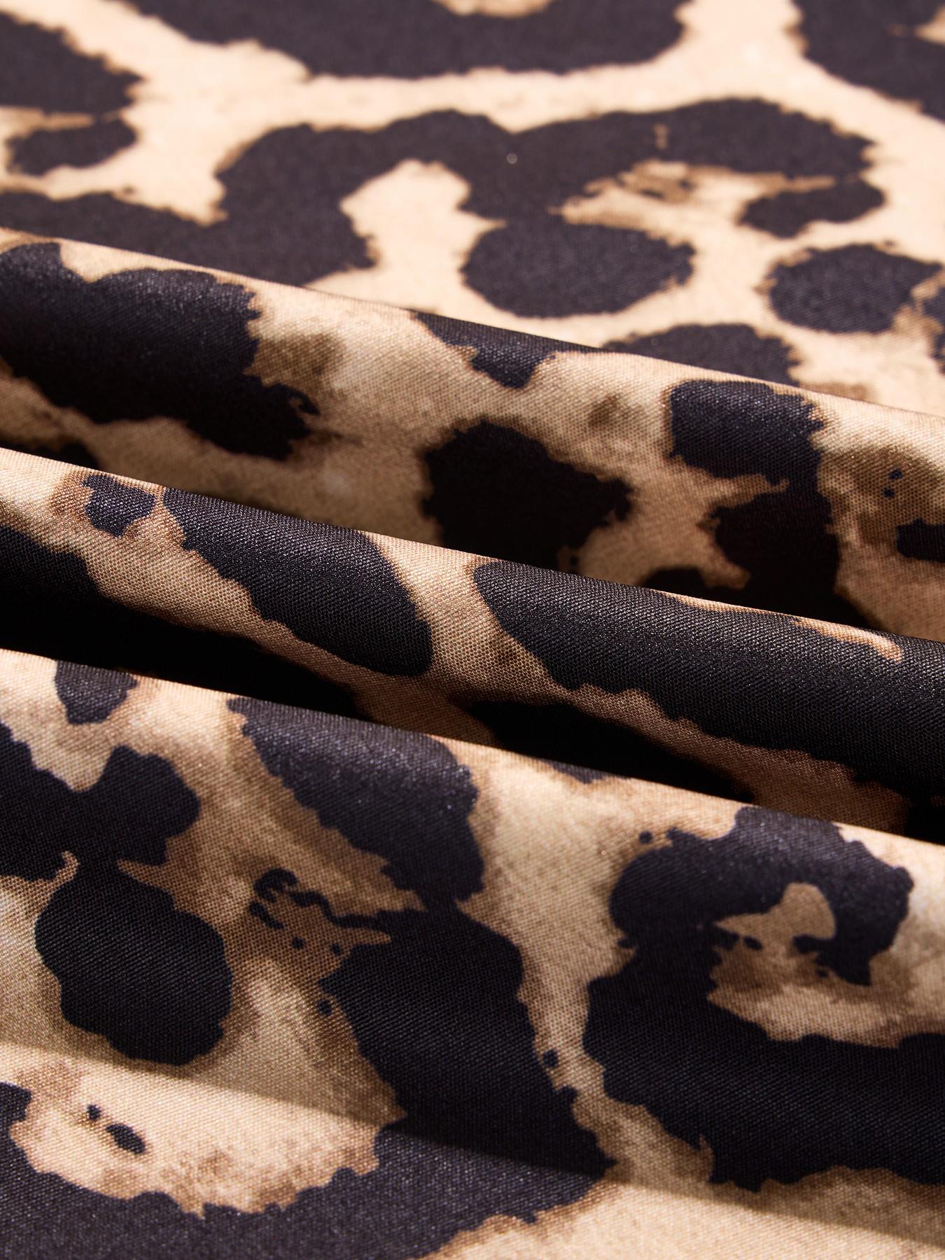 Women's Plus Size Leopard Print Wide Leg Pants, High Waist Elastic Waist Adjustable, Loose-Fitting Long Pants, Casual All Seasons Fashion