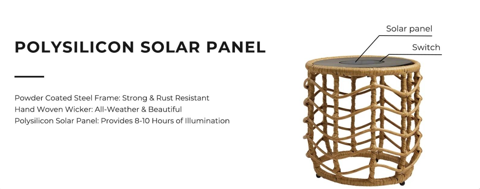 GRAND PATIO Wave Outdoor Nesting Tables Built-in Solar Lights Set of 2, Weather-Resistant Wicker, Boho Style for Patio and Porch, Natural Round Design Furniture Aesthetic