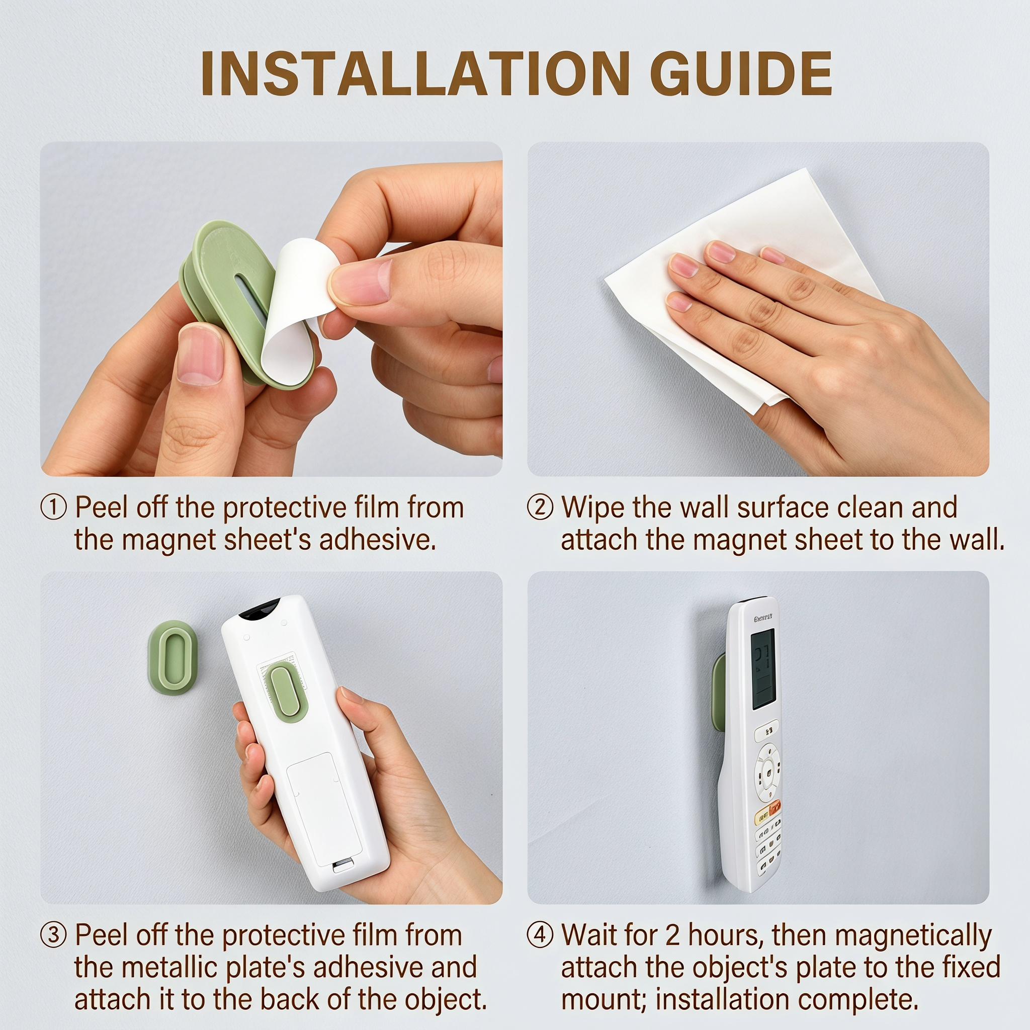 2/4 Pack Magnetic Remote Control Holder – Upgraded Silicone Magnetic Wall Mount for TV, Fan & Air Conditioner Remotes – Self-Adhesive, No-Drill Remote Control Holder Wall Mount-YY1