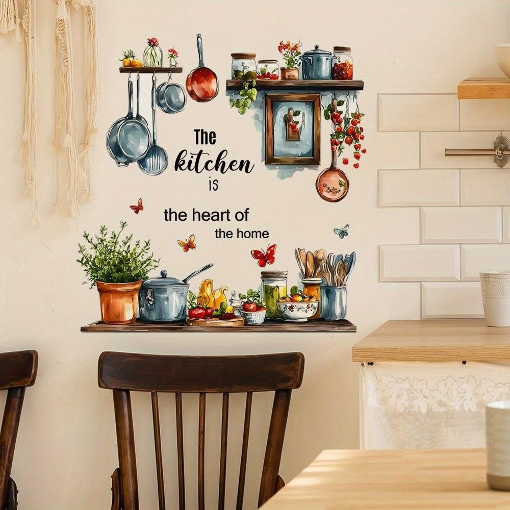 Kitchen Utensil English Slogan Wall Sticker, Decorative Sticker, Restaurant Home Decor, Easy to Apply, Durable Material, Perfect for Kitchen & Dining Areas