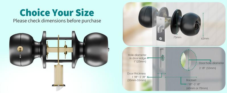 Valentine's Day Gift EuerTE Smart Lock Fingerprint Door Knob with App Control Key Type-C Port Emergency Charging Biometric Lock for Front Door Home Apartment Office FathersDayGift