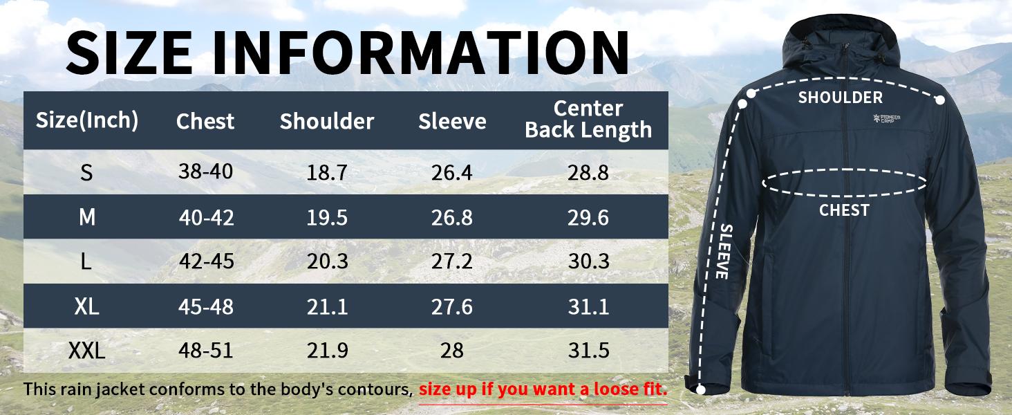 Pioneer Camp Men's Rain Jacket Waterproof with Hood Lightweight Packable Raincoat Rain Shell for Outdoor Hiking Travel