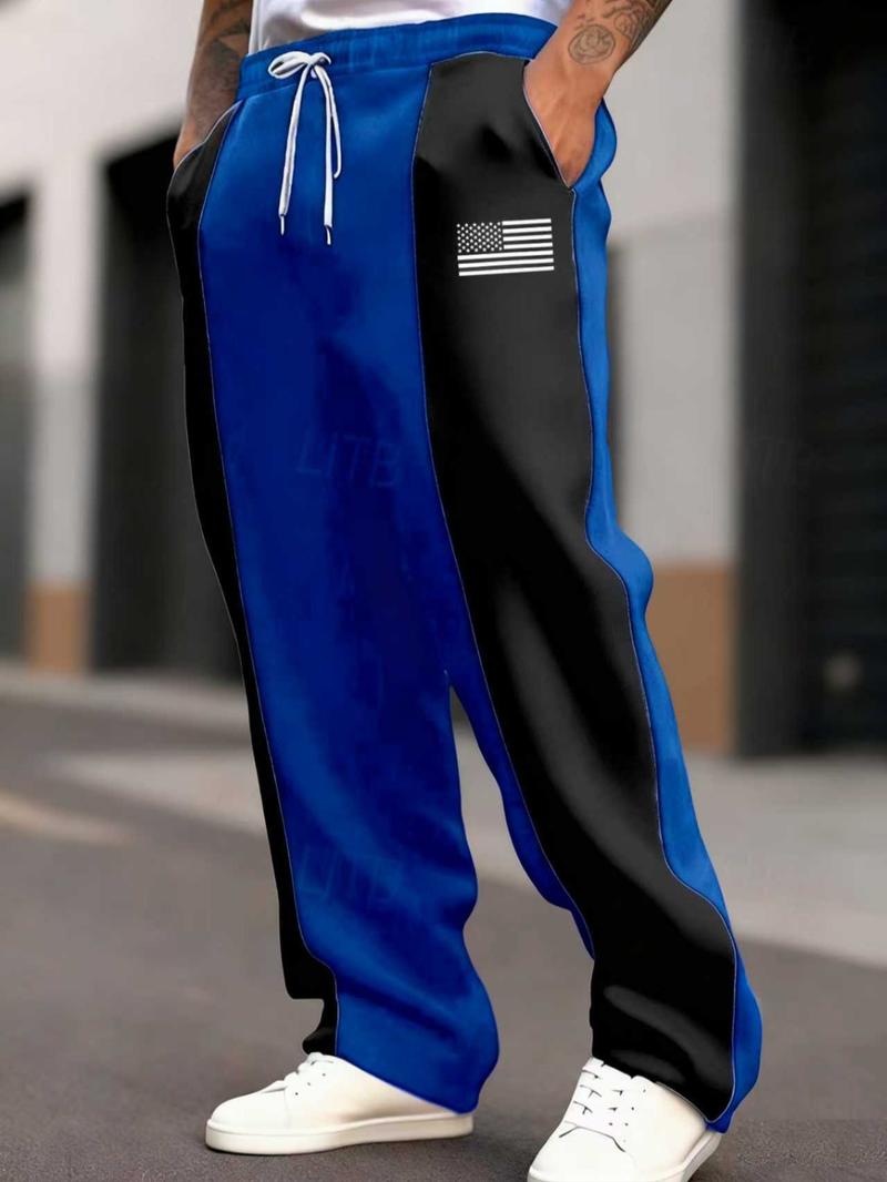 Men's Regular Fit Colorblock Print Sweatpants, Casual Comfy Breathable Jogger Pants for Daily Wear, Men's Trousers for All Seasons, Athleisure Style Bottoms