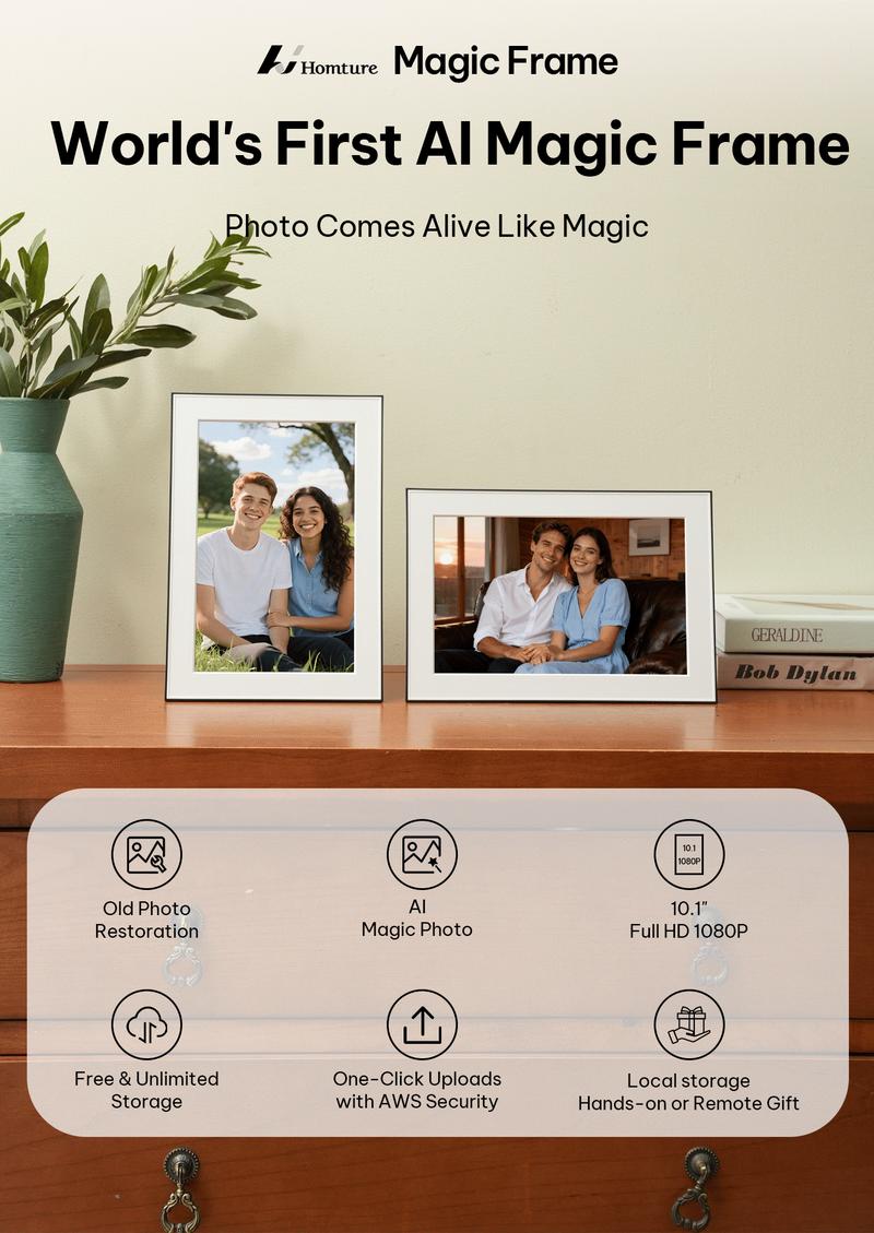 Model Magic Picture Frame Homture Magic Frame - 10.1″ 1080P World's First AI Magic Frame for Old ...