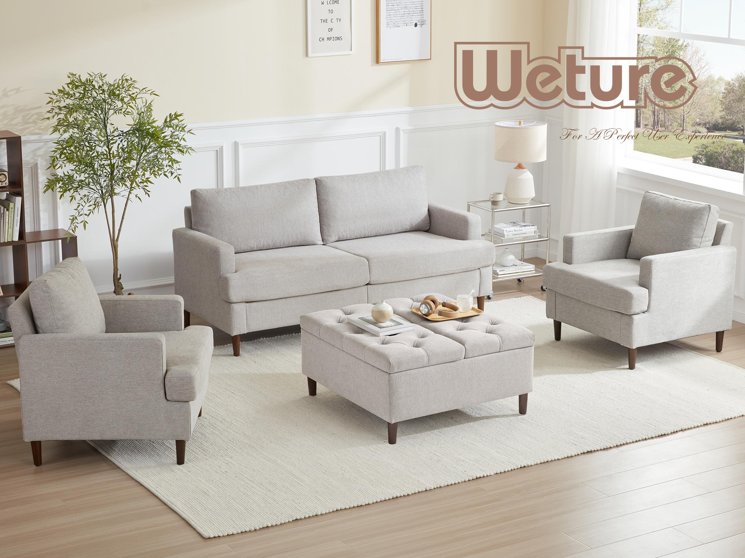 35 Inch Extra Large Storage Ottoman Coffee Table with Lift Top, Oversized Square Ottoman with Storage, Tufted Upholstered Ottoman Coffee Tables for Living Room