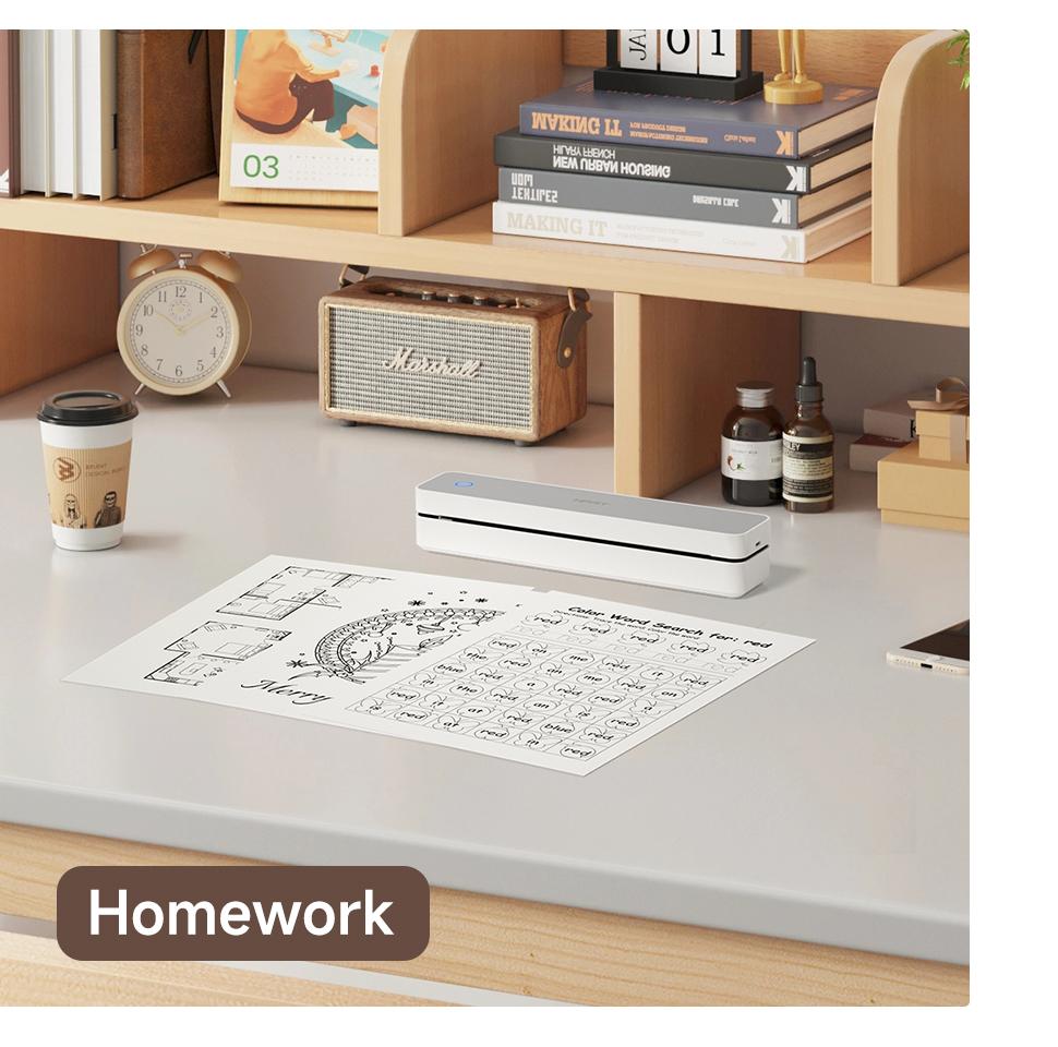 Inkless Portable Bluetooth Thermal Printer Wireless Mobile Printer for Travel and Home Compatible with iOS Android Windows macOS Supports A4 US Letter