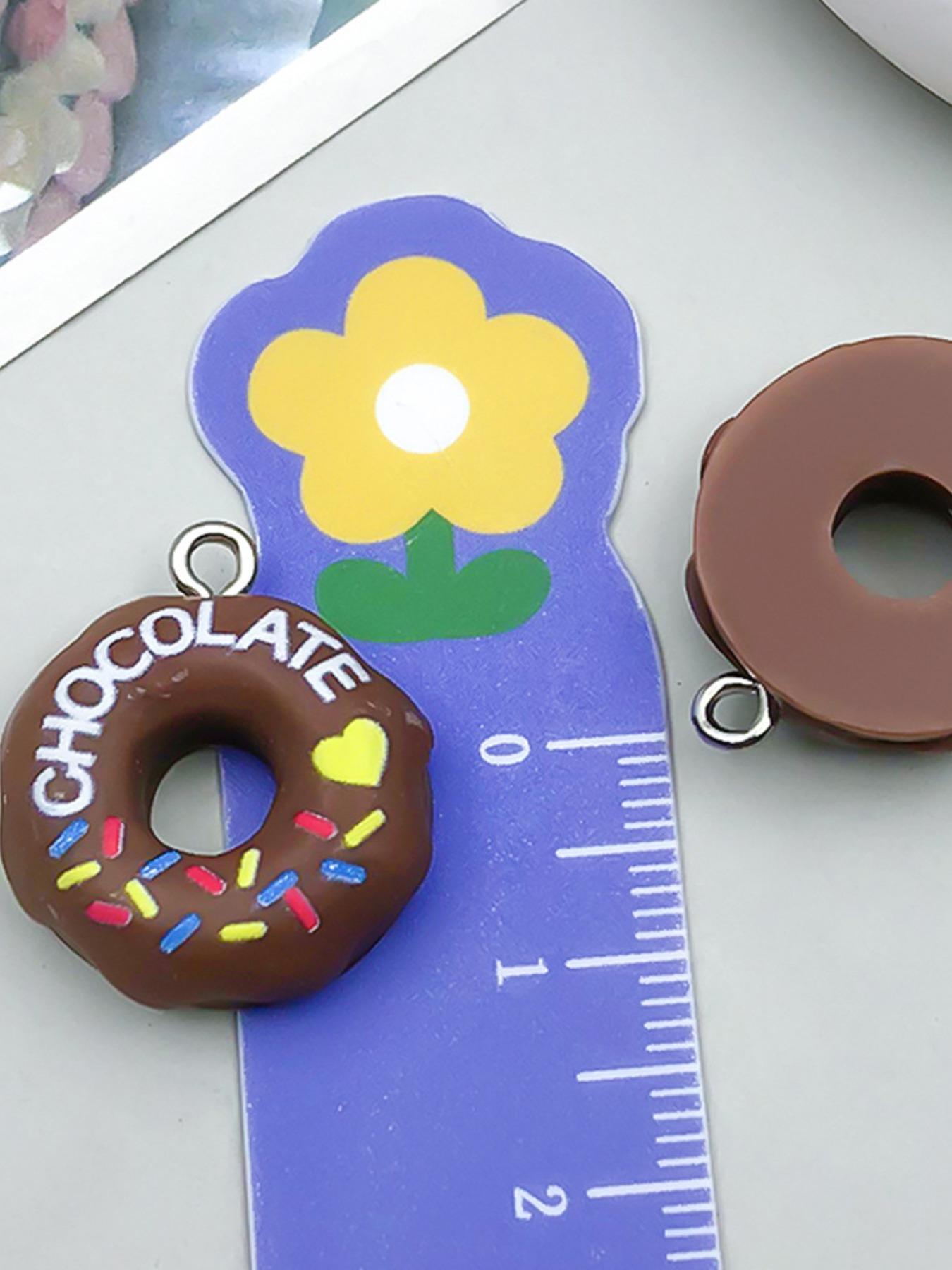 5 Piece Resin Donut Pendants DIY Craft Accessories, Multicolor Earrings Necklace Bracelet Keychain Jewelry Set, All Seasons