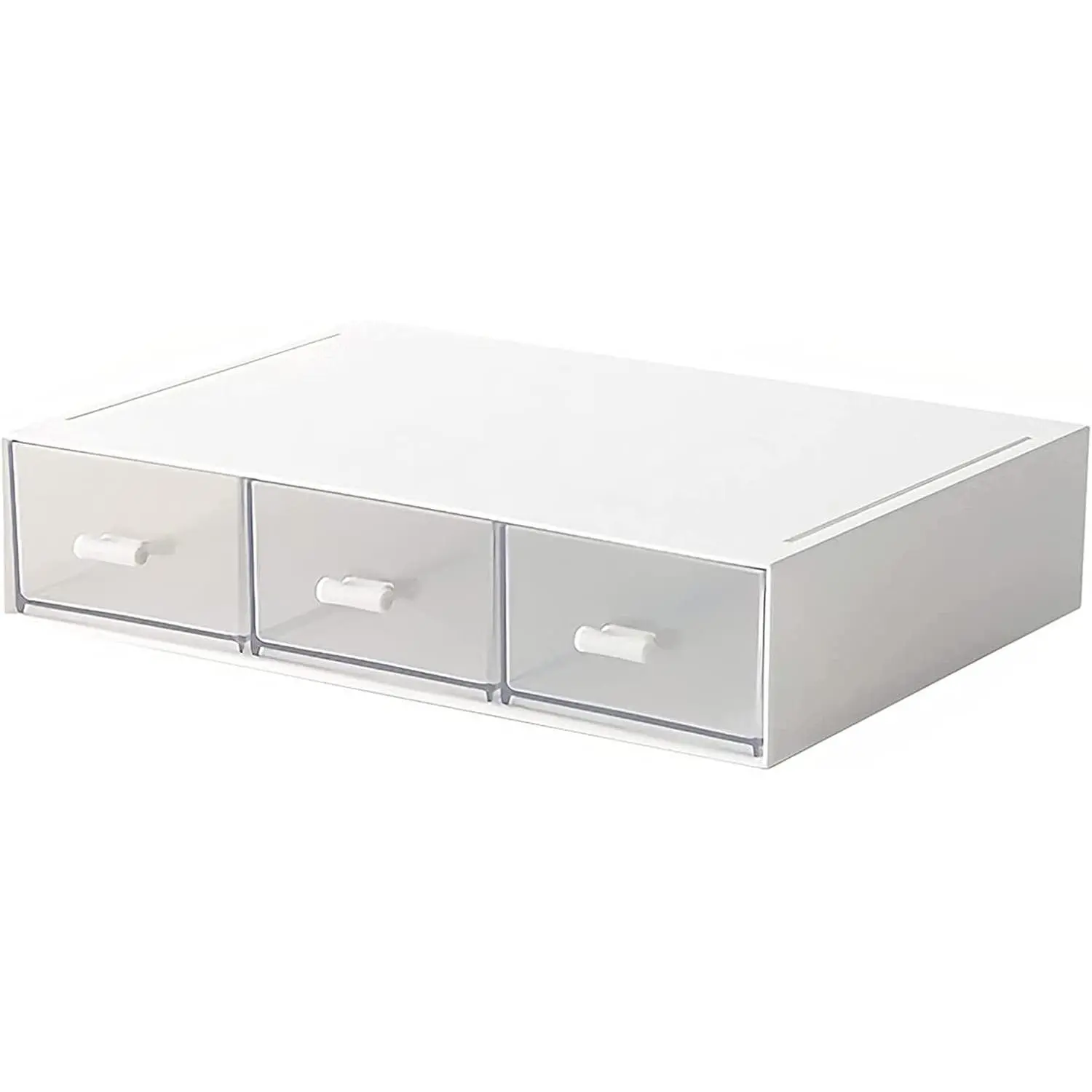 Stackable Plastic Desk Organizer with 3 Drawers, Compact Storage for Cosmetics and Small Items, WhiteGift