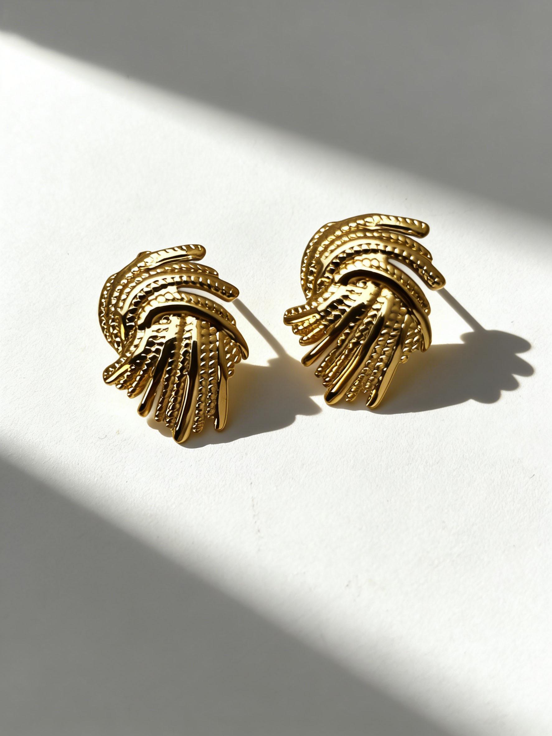 Boho Gold Statement Earrings for Women, Waterproof Stainless Steel Gold Studs with Pearl/Turquoise, Trendy Fashion Jewelry Gift for Her